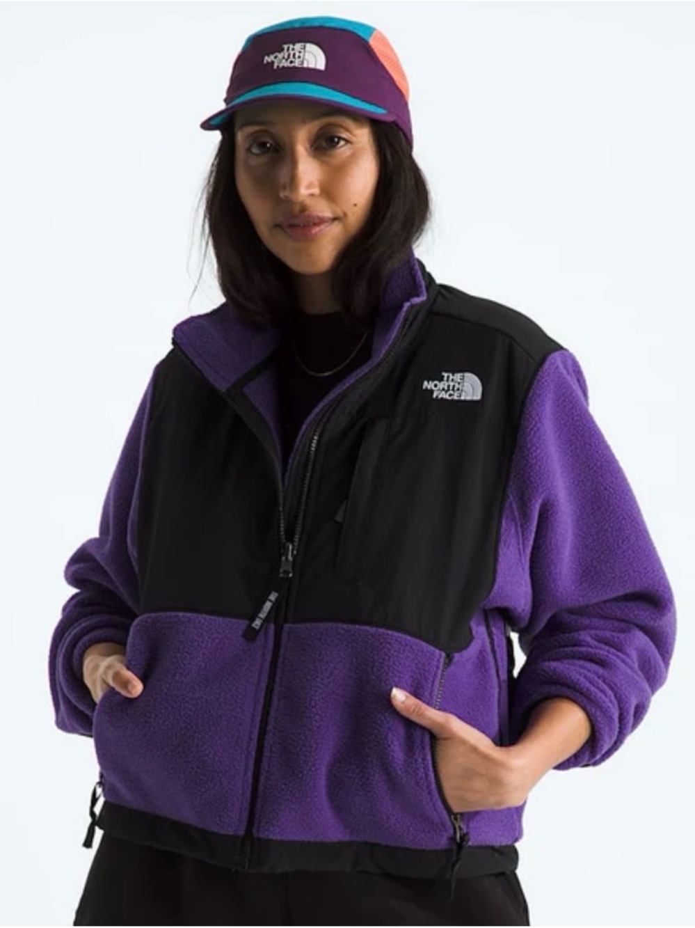 The North Face Women's Purple and Black Teddy Fleece Jacket